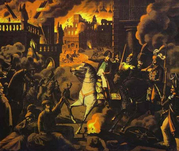 kremlin06 Napoleon stikker Moskva i brand i 1812