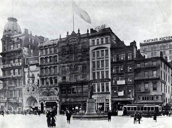 Reklamer på Union Square i 1910 - bemærk Automatic Vaudeville