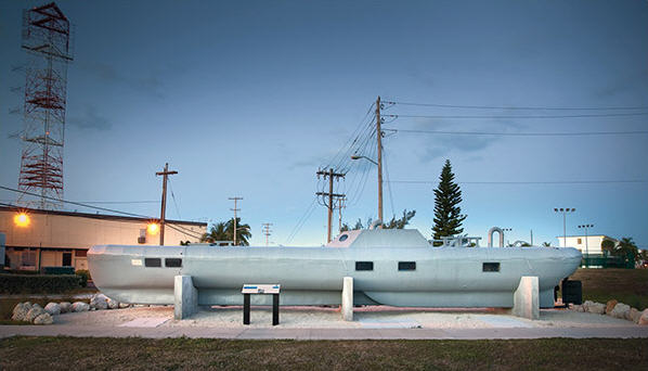 sub05 Bigfoot båd udstillet på Truman Annex, Naval Air Station i Florida.